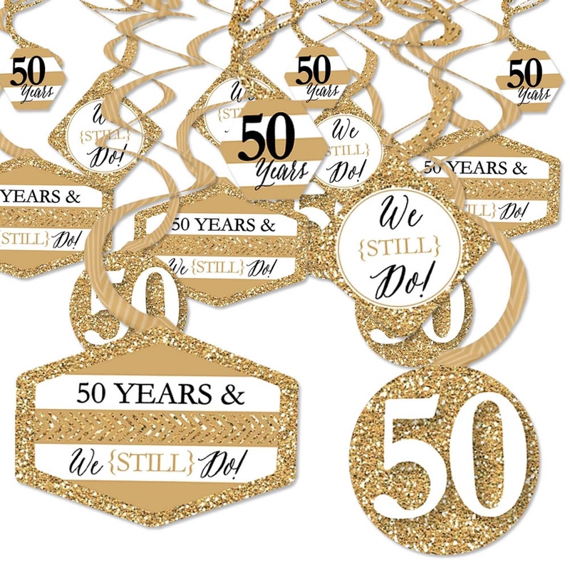 We Still Do - 50th Wedding Anniversary - Anniversary Party Hanging Decor - Party Decoration Swirls - Set of 40