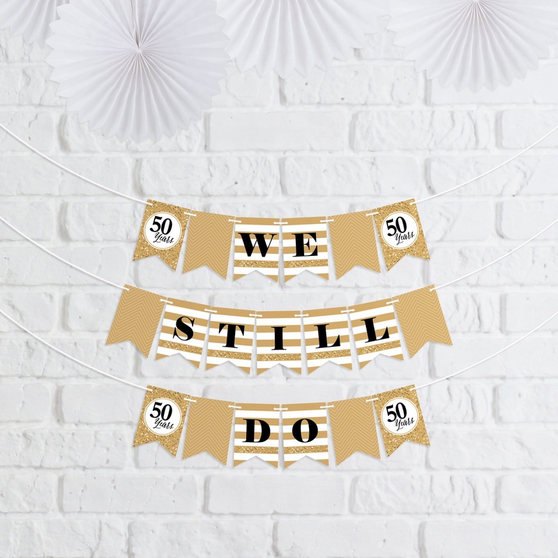 We Still Do - 50th Wedding Anniversary - Anniversary Party Mini Pennant Banner - We Still Do