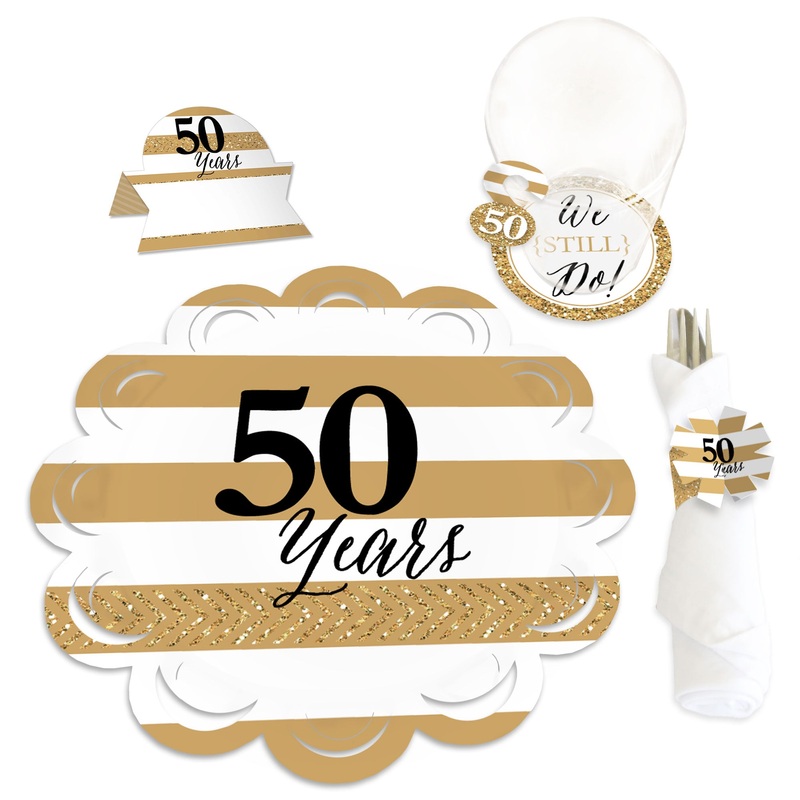 We Still Do - 50th Wedding Anniversary - Anniversary Party Paper Charger and Table Decorations - Chargerific Kit - Place Setting for 8