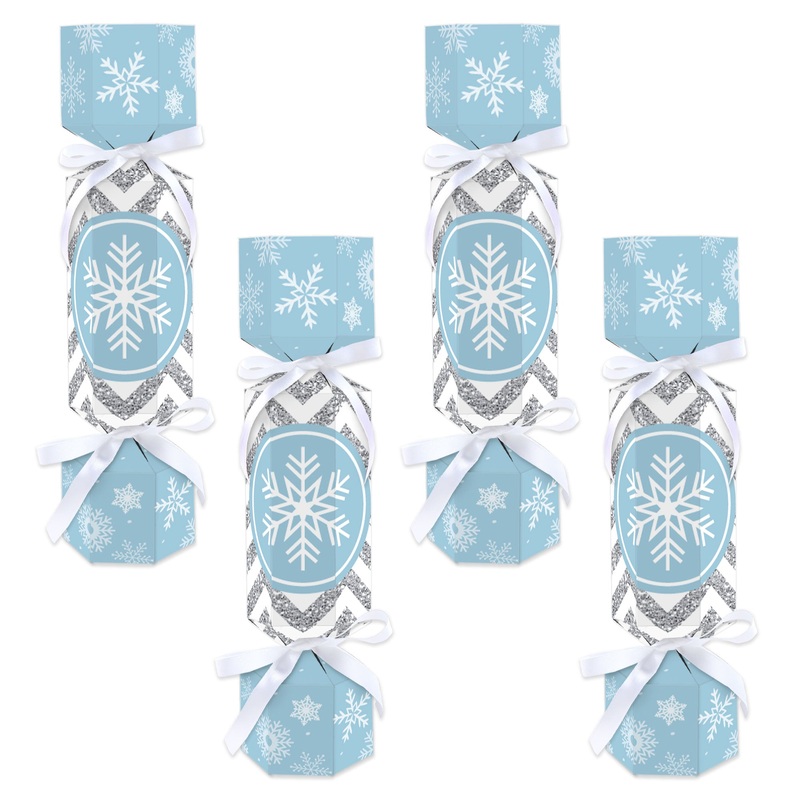 Winter Wonderland - No Snap Snowflake Holiday Party and Winter Wedding Party Table Favors - DIY Cracker Boxes - Set of 12