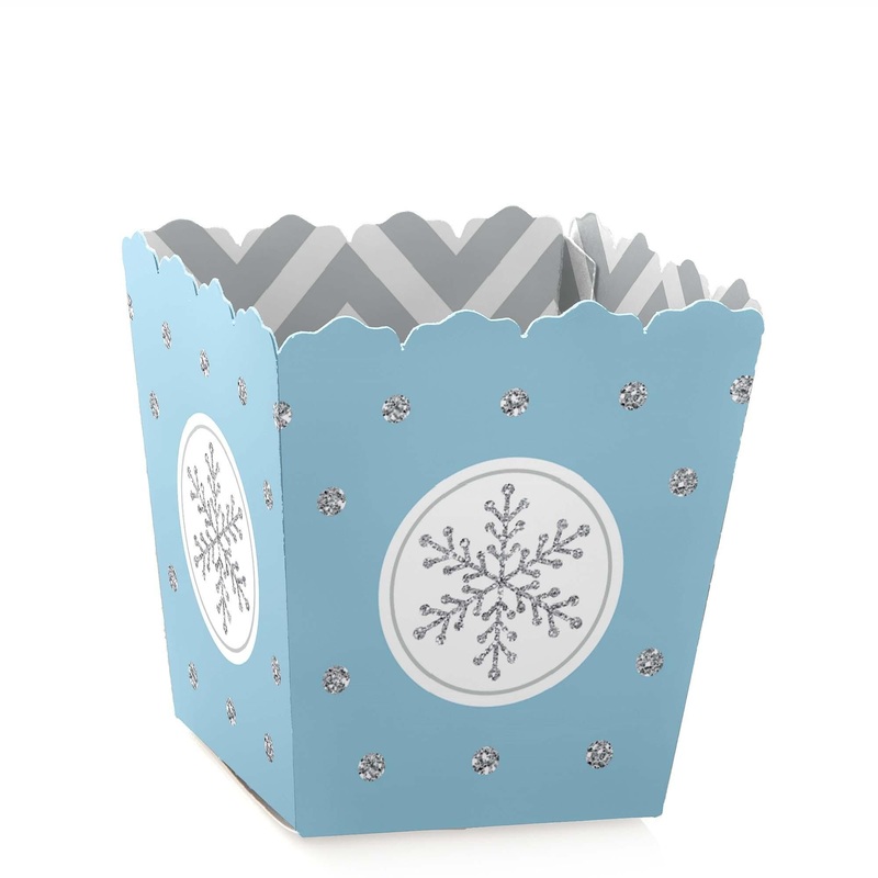 Winter Wonderland - Party Mini Favor Boxes - Snowflake Holiday Party and Winter Wedding Treat Candy Boxes - Set of 12