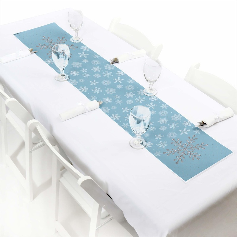 Winter Wonderland - Petite Snowflake Holiday Party & Winter Wedding Paper Table Runner - 12" x 60"