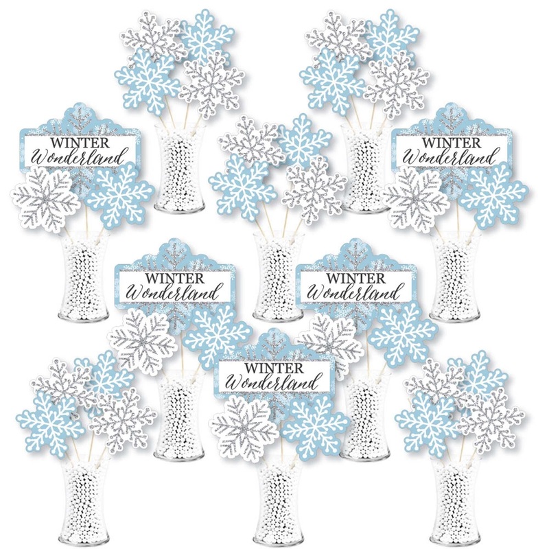 Winter Wonderland - Snowflake Holiday Party and Winter Wedding Centerpiece Sticks - Showstopper Table Toppers - 35 Pieces