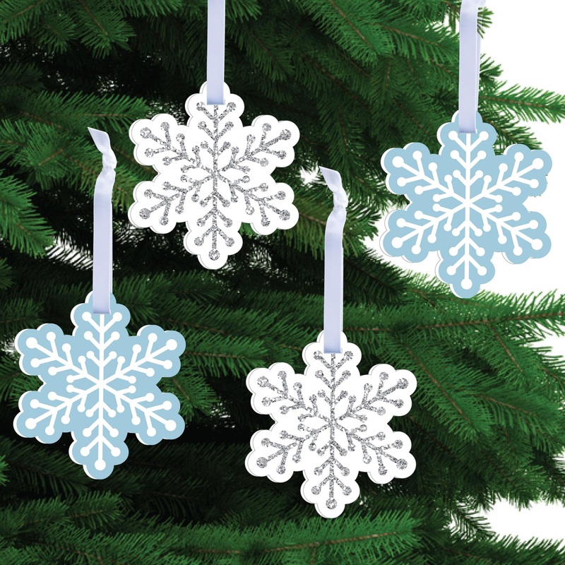 Winter Wonderland - Snowflake Holiday Party and Winter Wedding Decorations - Christmas Tree Ornaments - Set of 12