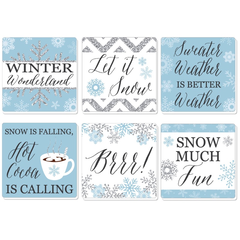 Winter Wonderland - Snowflake Holiday Party and Winter Wedding Decorations - Drink Coasters - Set of 6