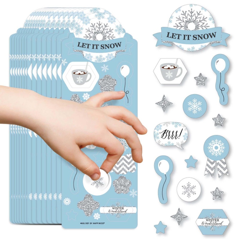 Winter Wonderland - Snowflake Holiday Party and Winter Wedding Favor Kids Stickers - 16 Sheets - 256 Stickers