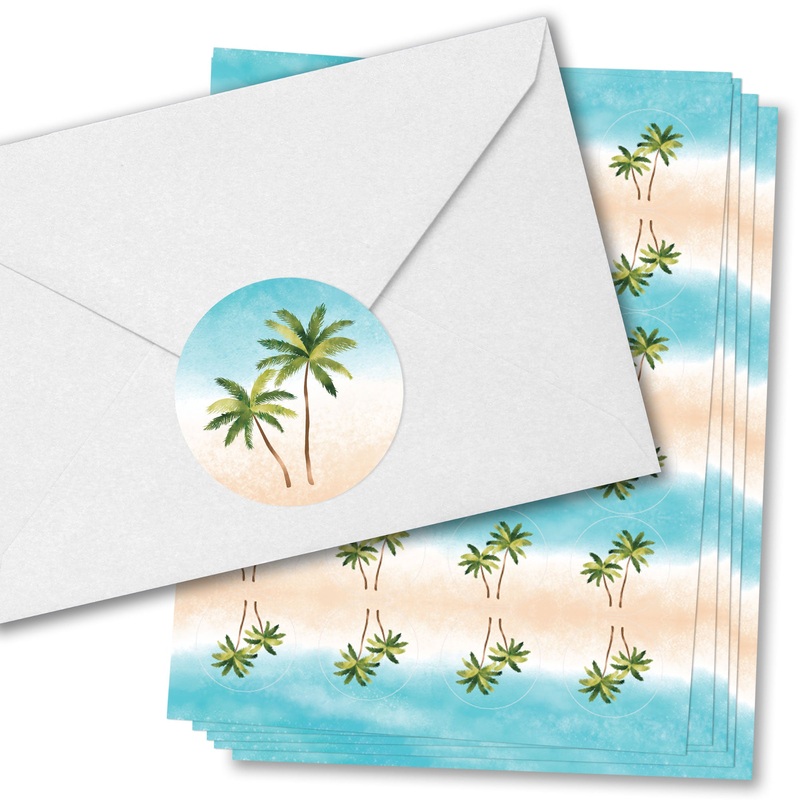 Beach Wedding Rings Envelope Seal Stickers - 120 Ct