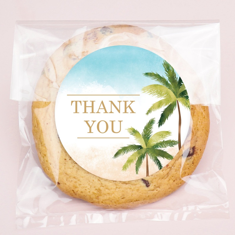 Beach Wedding Thank You Stickers & Clear Cookie Bags - 25 Ct