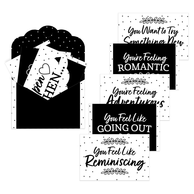 Black and White Wedding - Date Night Cards for Couples Gift Box Kit - Open When Letters - Set of 8