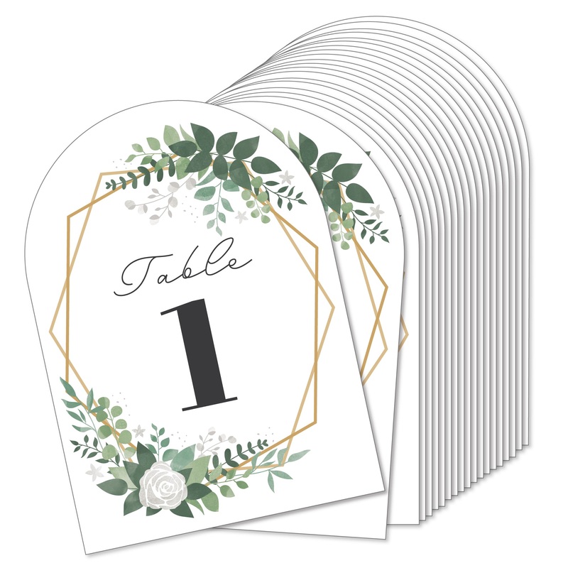 Boho Botanical Bride - Greenery Bridal Shower and Wedding Party Double-Sided 5 x 7 inches Cards - Table Numbers - 1-20