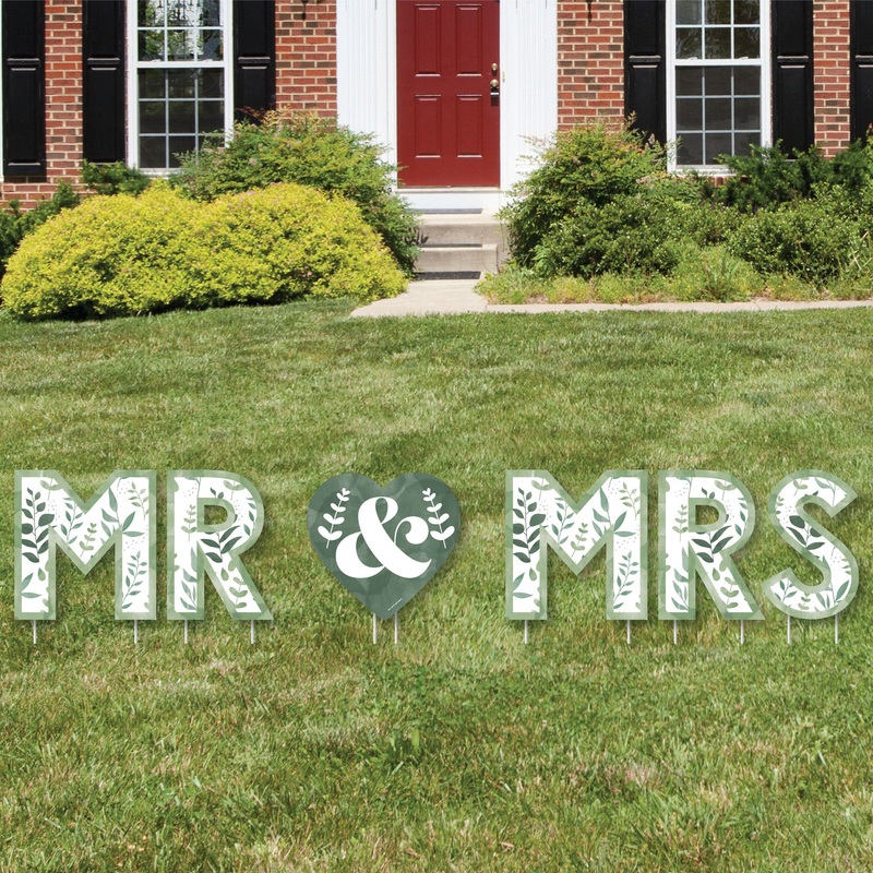 Boho Botanical Bride - Yard Sign Outdoor Lawn Decorations - Greenery Bridal Shower and Wedding Party Yard Signs - Mr and Mrs