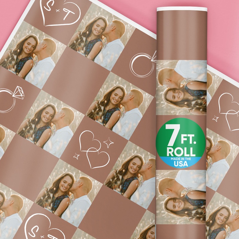 Custom Photo Wrapping Paper - Mocha Brown Wedding Rings