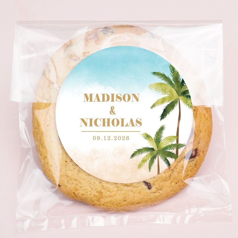 Custom Text Stickers & Clear Cookie Bags -  Beach Wedding