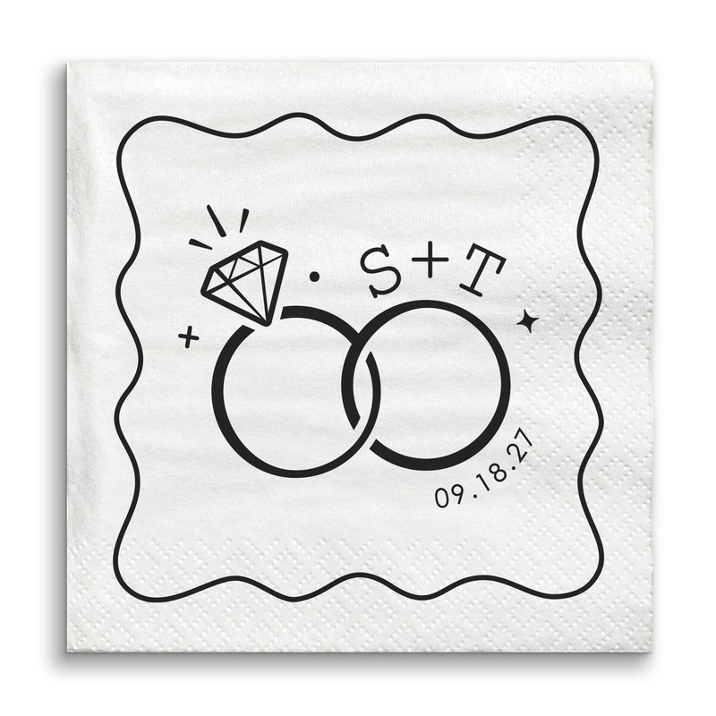 Custom Text - Wedding Rings Napkins