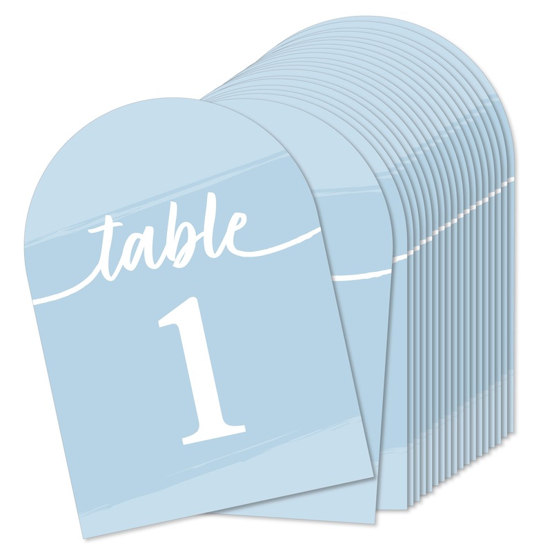 Dusty Blue Elegantly Simple - Wedding Receptions, Parties or Events Double-Sided 5 x 7 inches Cards - Table Numbers - 1-20
