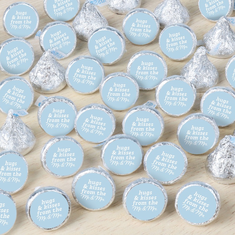 Dusty Blue Mr. & Mrs. Wedding Candy Stickers - 324 Ct