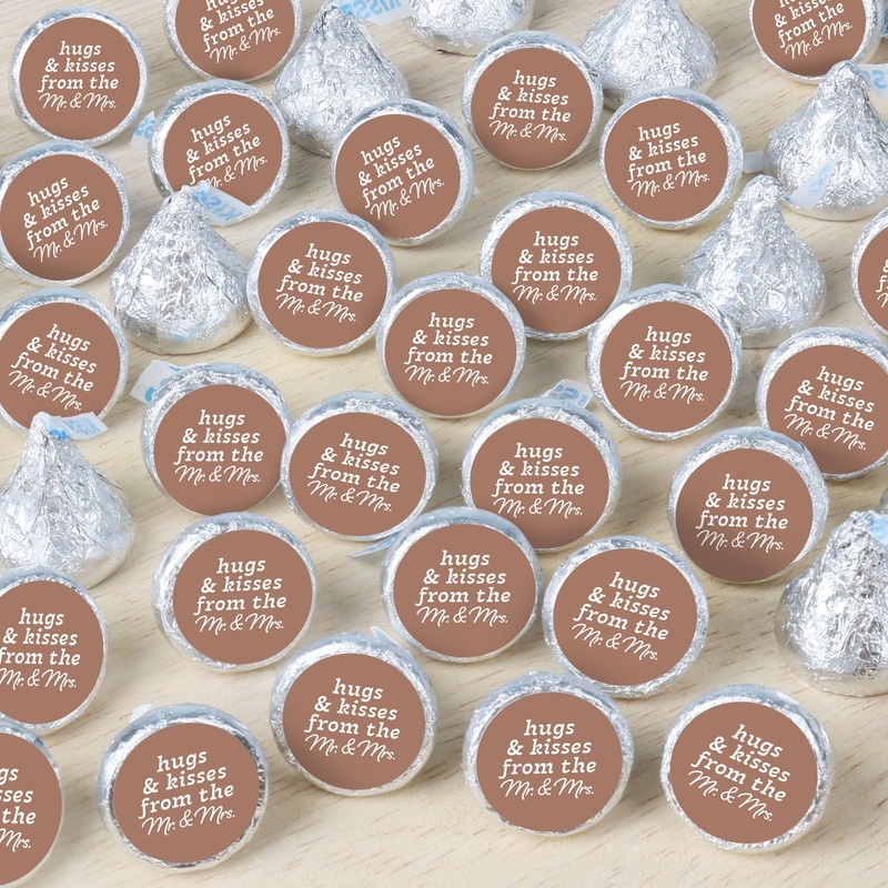 Mocha Brown Mr. & Mrs. Wedding Candy Stickers - 324 Ct