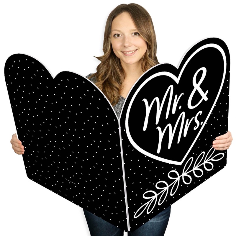 Mr. and Mrs. - Black and White Wedding Congratulations Giant Greeting Card - Big Shaped Jumborific Card - 16.5 x 22 inches