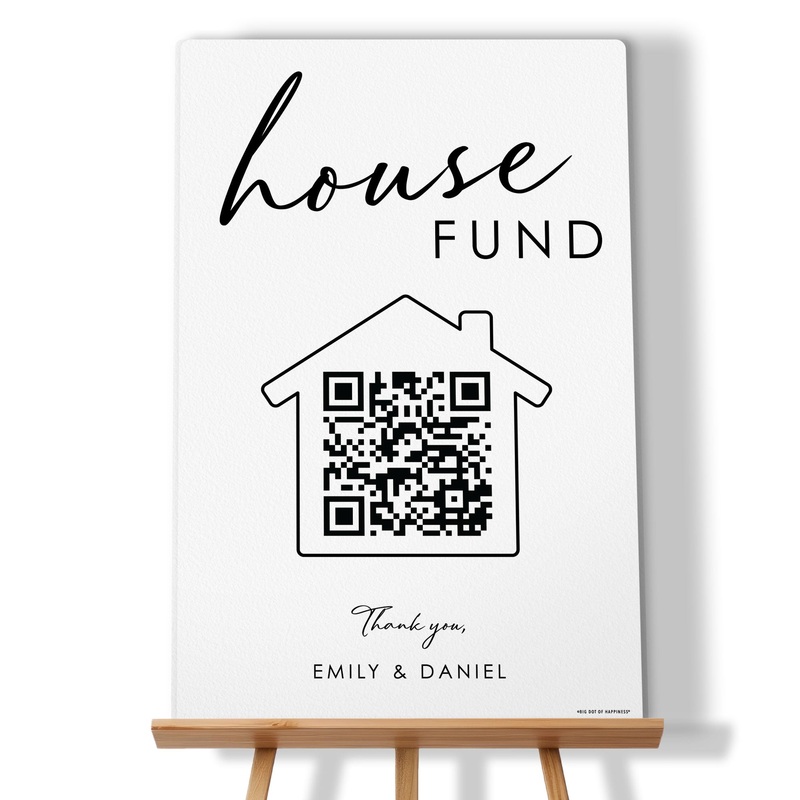 Personalized Photo House Fund QR Code Wedding Sign