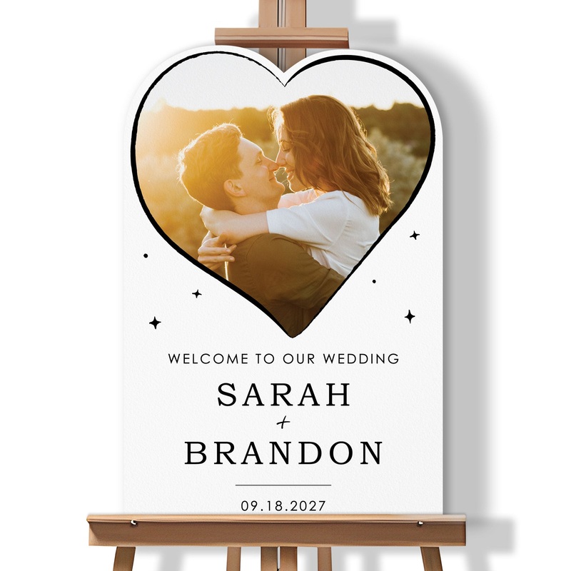 Personalized Photo Wedding Hearts Welcome Sign (Select Your Size)