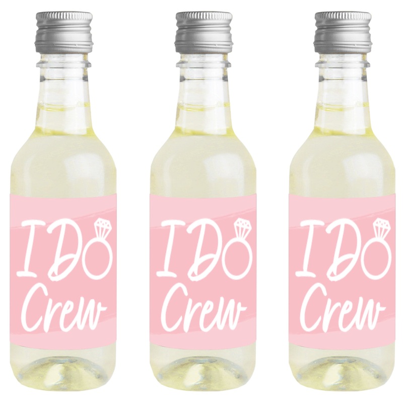 Pink Elegantly Simple - Mini Wine and Champagne Bottle Label Stickers - Wedding or Bridal Shower Guest Party Favor Gift for Women and Men - Set of 16