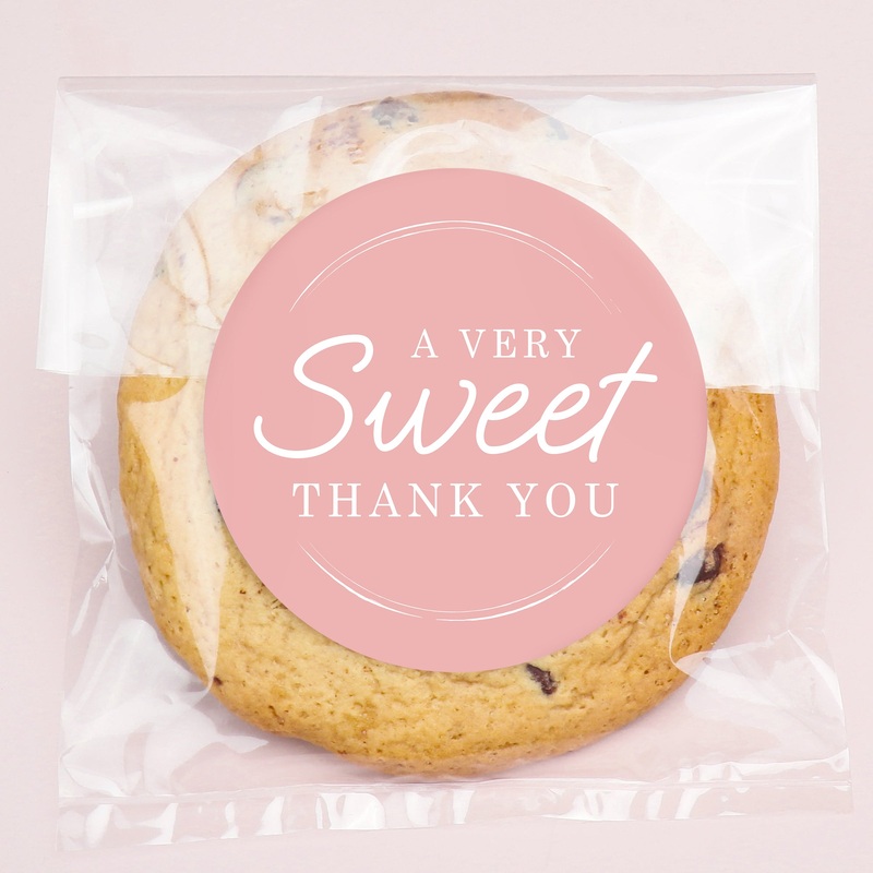 Pink Sweet Wedding Thank You Stickers & Clear Cookie Bags - 25 Ct