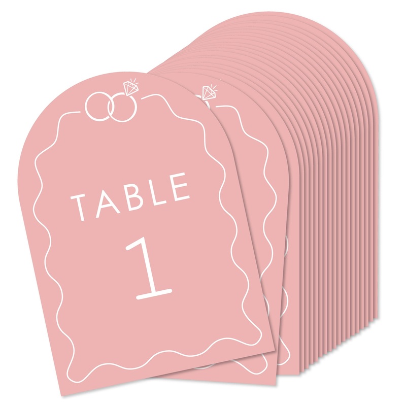 Pink Wedding Rings Table Numbers - 20 Ct