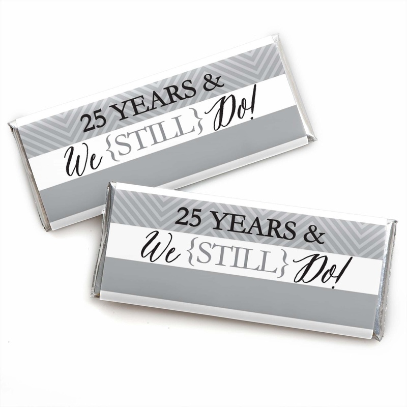 We Still Do - 25th Wedding Anniversary - Candy Bar Wrappers Wedding Anniversary Party Favors - Set of 24