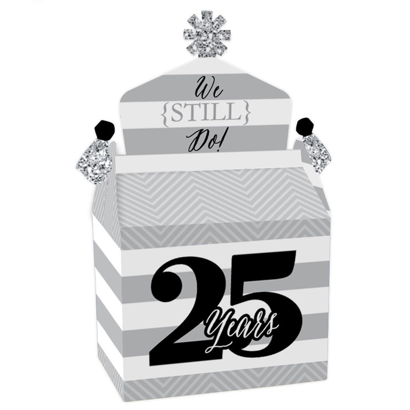 We Still Do - 25th Wedding Anniversary - Treat Box Party Favors - Anniversary Party Goodie Gable Boxes - Set of 12