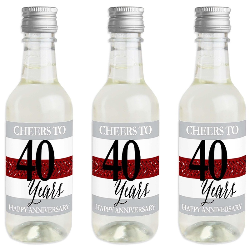 We Still Do - 40th Wedding Anniversary - Mini Wine and Champagne Bottle Label Stickers - Anniversary Party Favor Gift - For Women and Men - Set of 16