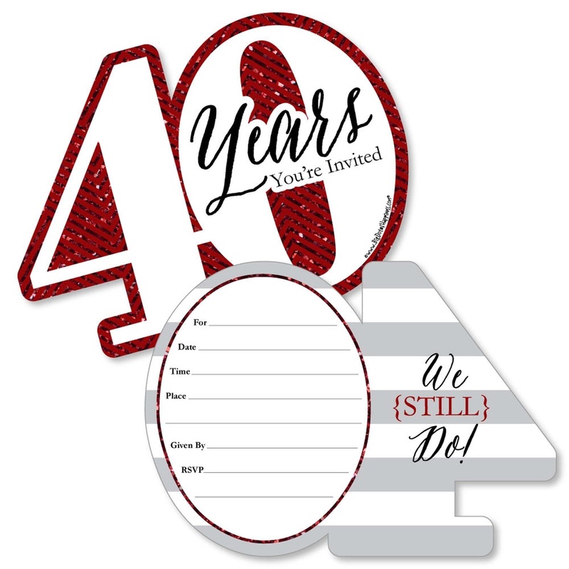 We Still Do - 40th Wedding Anniversary - Shaped Fill-In Invitations - Anniversary Party Invitation Cards with Envelopes - Set of 12