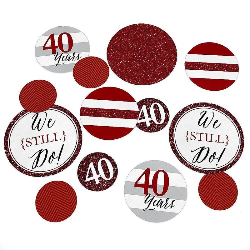 We Still Do - 40th Wedding Anniversary - Wedding Anniversary Giant Circle Confetti - Ruby Anniversary Party Decorations - Large Confetti 27 Count