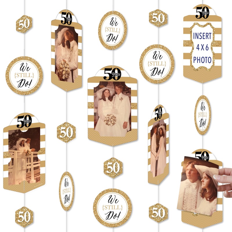 We Still Do - 50th Wedding Anniversary - Anniversary Party DIY Backdrop Decor - Hanging Vertical Photo Garland - 35 Pieces