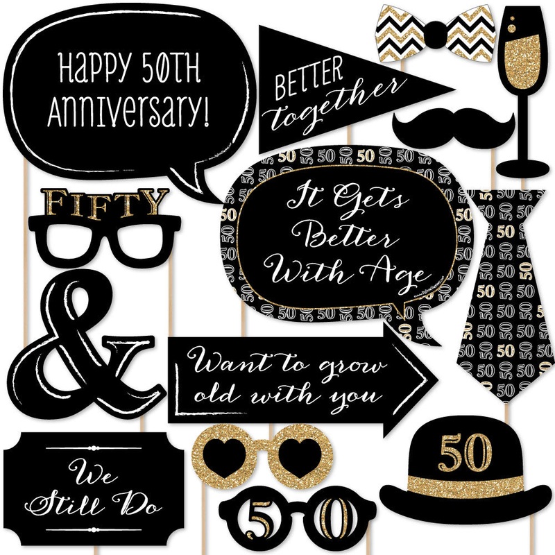 We Still Do - 50th Wedding Anniversary - Anniversary Party Photo Booth Props Kit - 20 Count