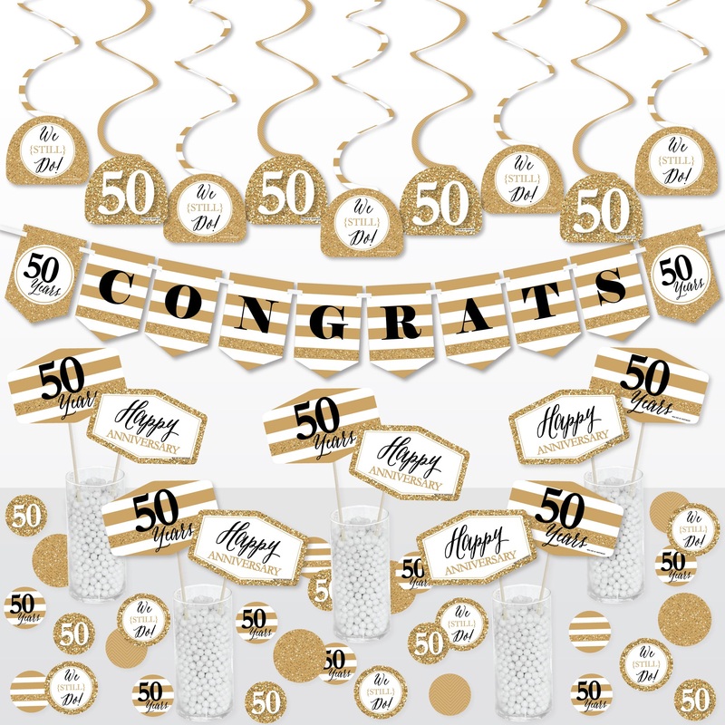 We Still Do - 50th Wedding Anniversary - Anniversary Party Supplies Decoration Kit - Decor Galore Party Pack - 51 Pieces