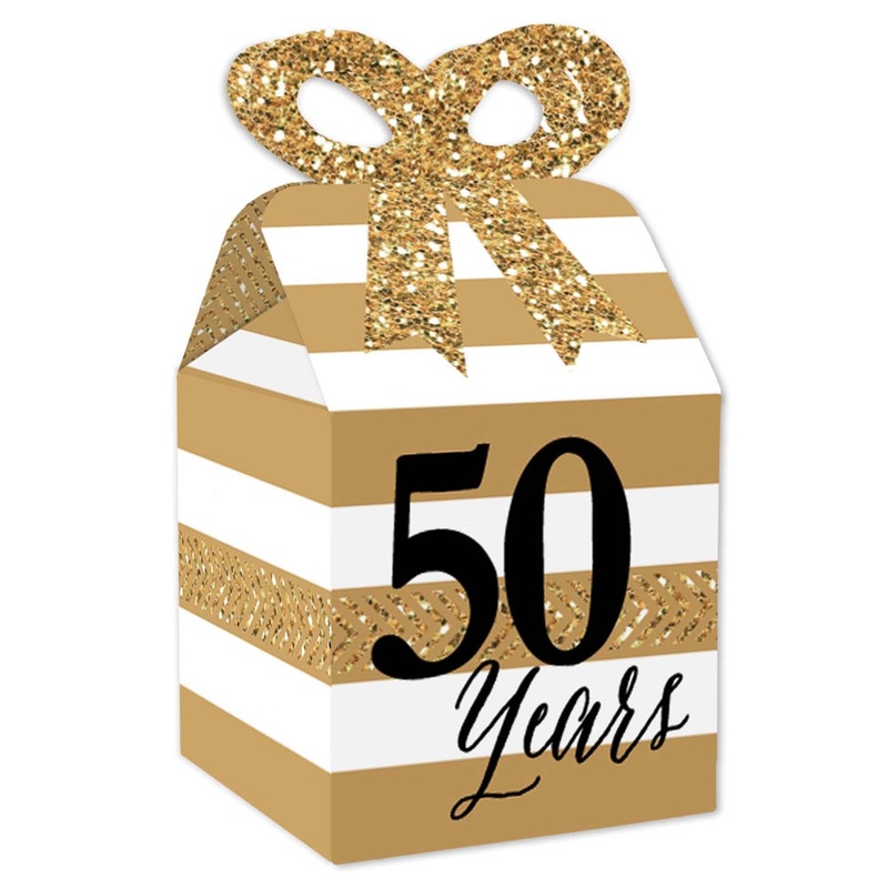 We Still Do - 50th Wedding Anniversary - Square Favor Gift Boxes - Anniversary Party Bow Boxes - Set of 12