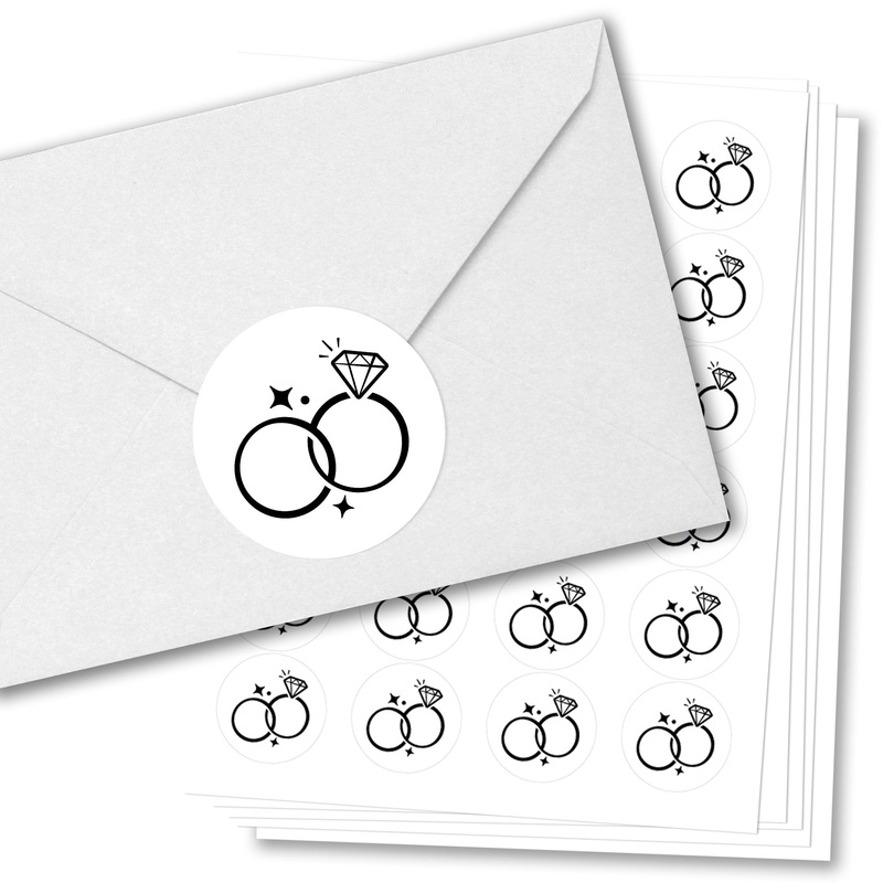 Wedding Rings Envelope Seal Stickers - 120 Ct