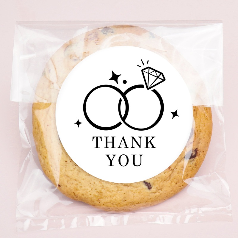 Wedding Thank You Stickers & Clear Cookie Bags - 25 Ct