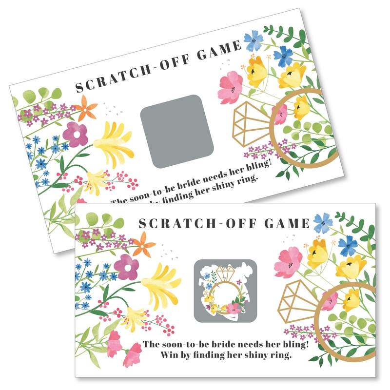 Wildflowers Bride - Boho Floral Bridal Shower and Wedding Party Game Scratch Off Cards - 22 Count