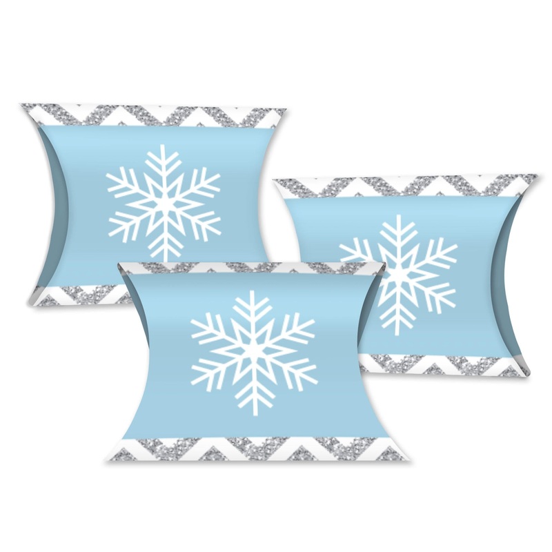Winter Wonderland - Favor Gift Boxes - Snowflake Holiday Party and Winter Wedding Petite Pillow Boxes - Set of 20
