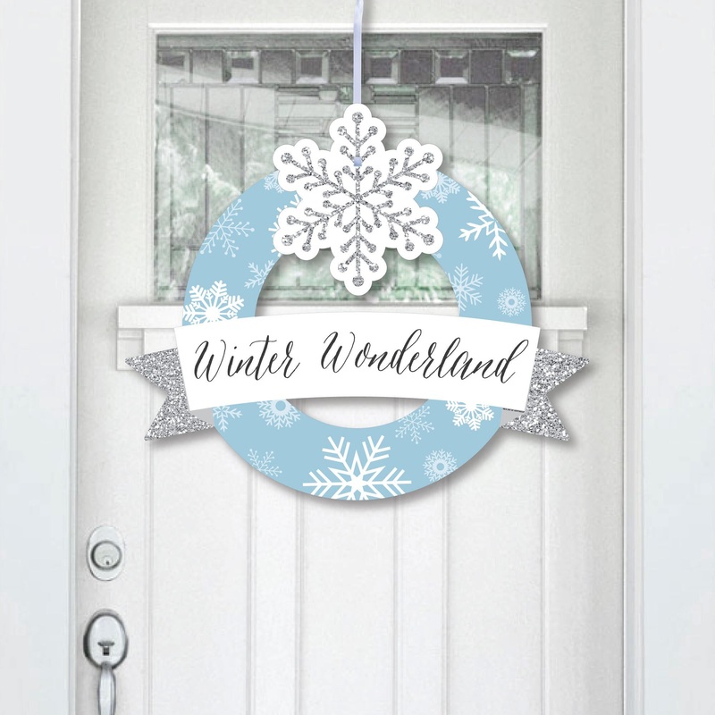 Winter Wonderland - Outdoor Snowflake Holiday Party and Winter Wedding Decor - Front Door Wreath