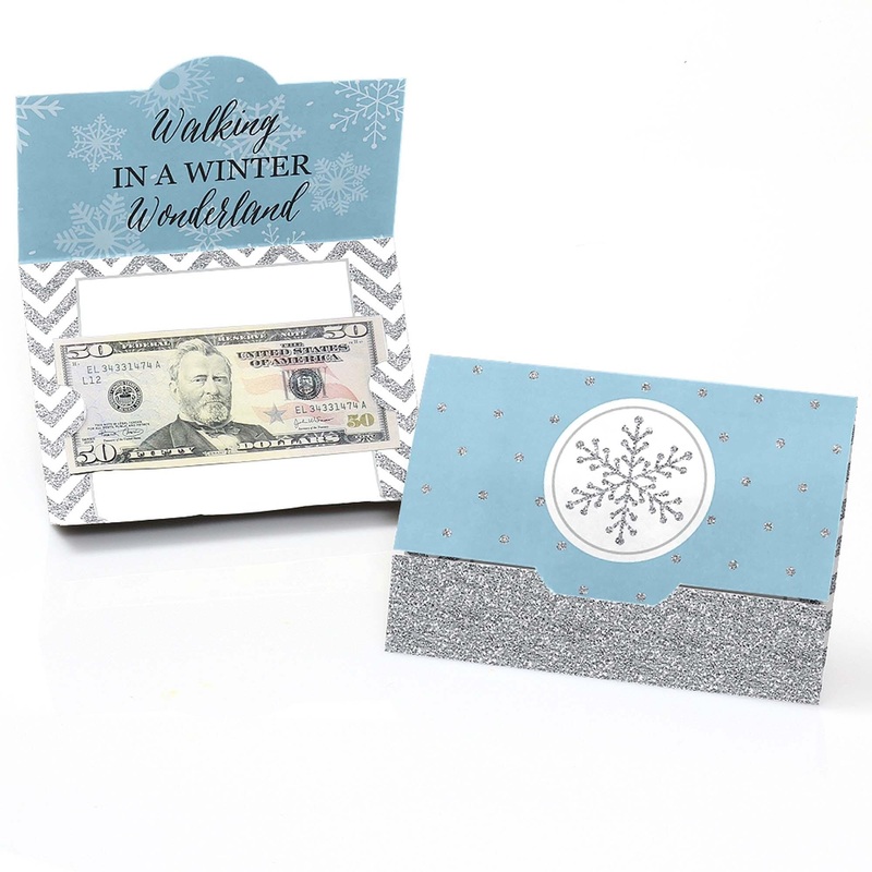 Winter Wonderland - Set of 8 Snowflake Holiday Party & Winter Wedding Money And Gift Card Holders