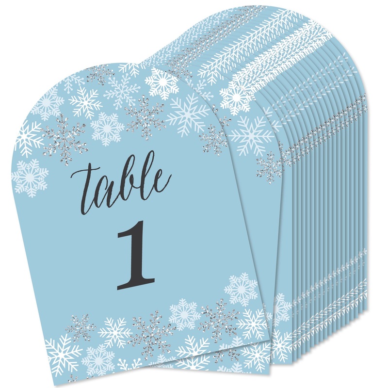 Winter Wonderland - Snowflake Holiday Party and Winter Wedding Double-Sided 5 x 7 inches Cards - Table Numbers - 1-20
