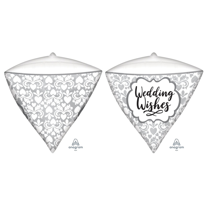17" UltraShape Diamondz Wedding Wishes Flourish Foil Balloon