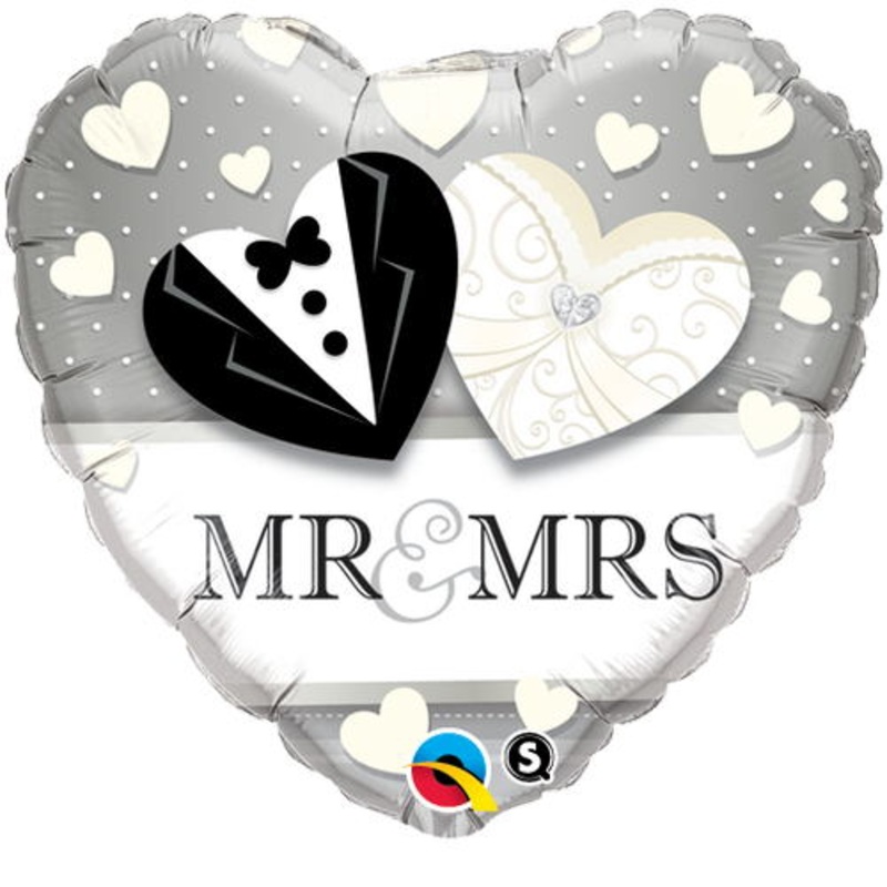 18" Heart Mr. And Mrs. Wedding Balloon