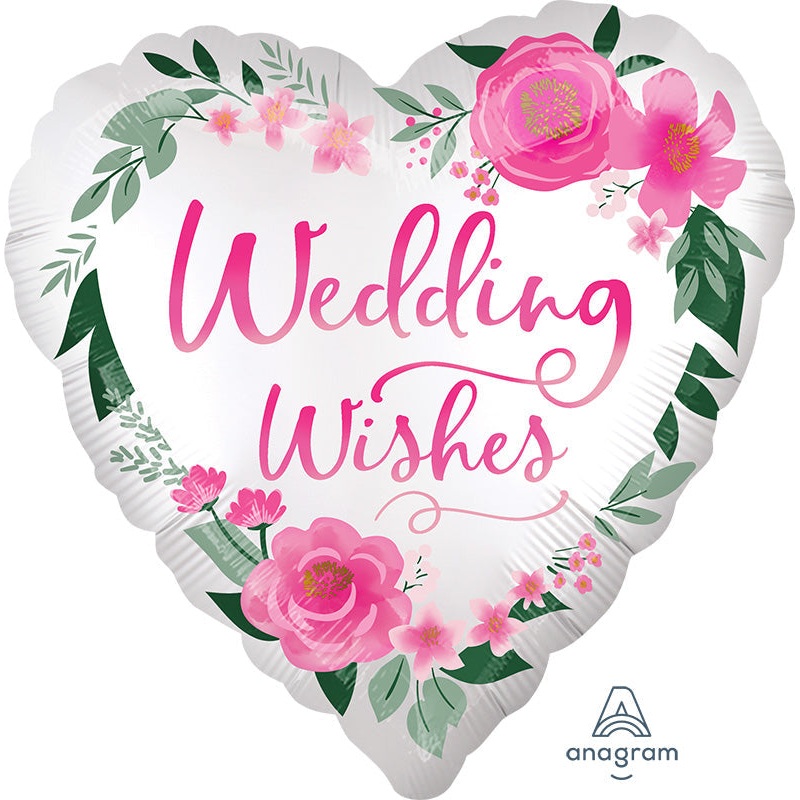 18" Satin Wedding Wishes Foil Balloon