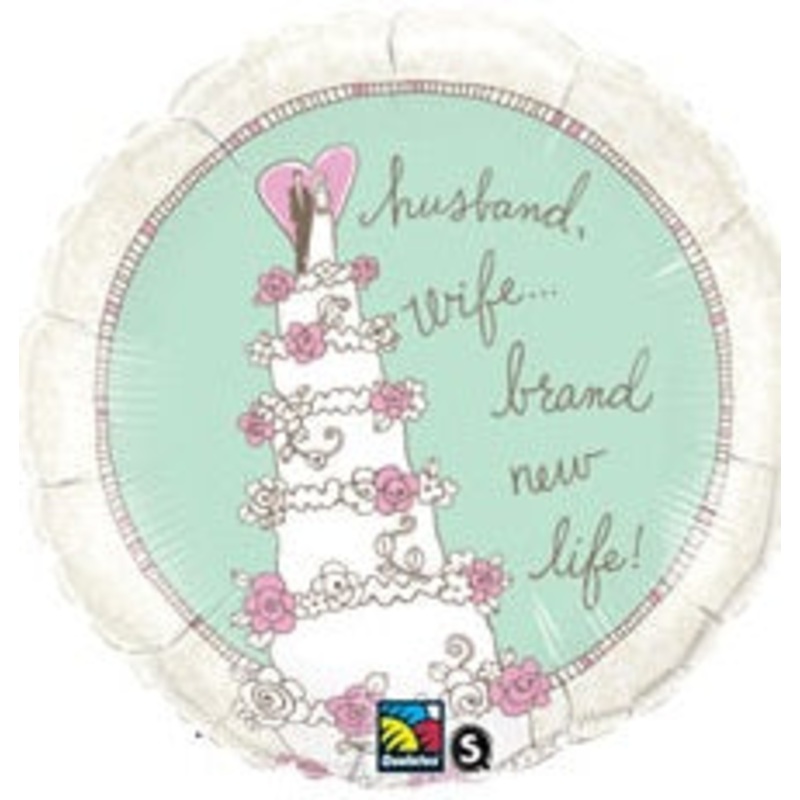 18" Wedding Cake Happy Couple Balloon