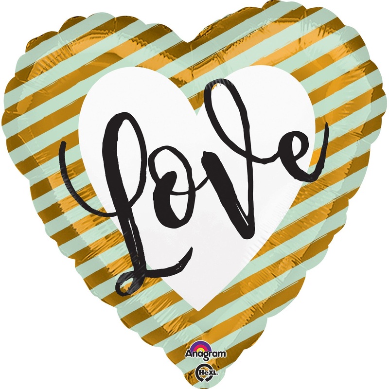 18" Wedding Love Stripes Balloon