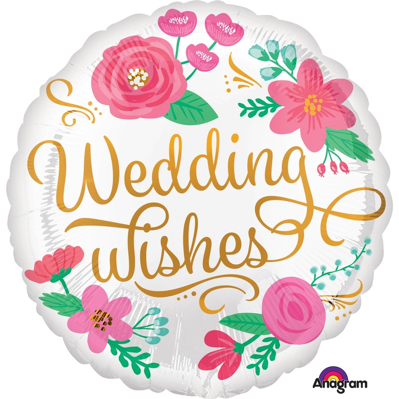 18" Wedding Wishes Gold Swirls Balloon