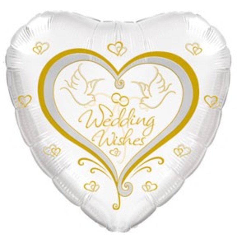 18" Wedding Wishes Two Doves Balloon